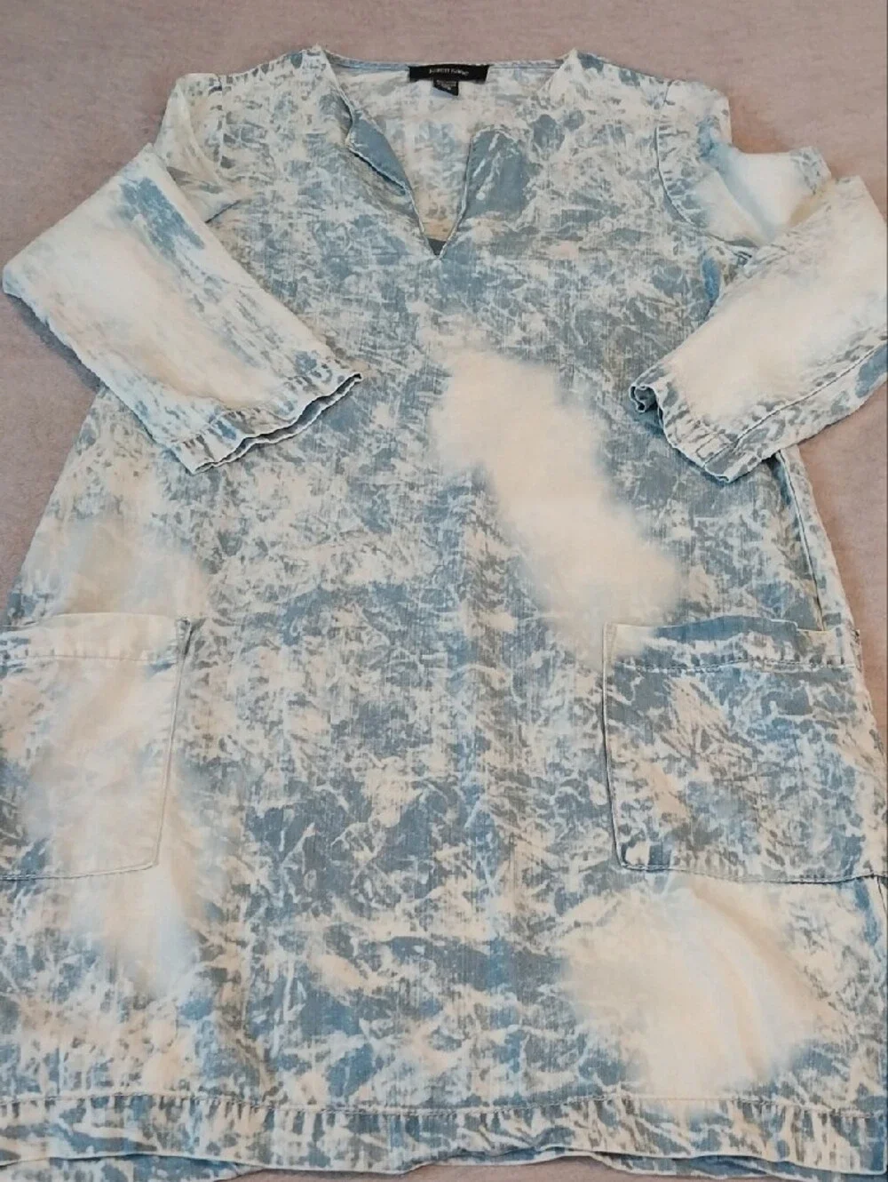 Kids Blue & White Tie-Dye Tunic Dress